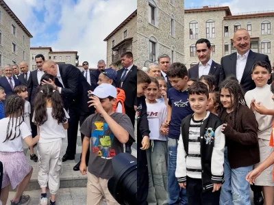 Liderlərin Şuşanın balaca sakinləri ilə səmimi görüşü - FOTOLAR
