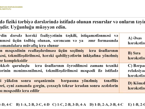 Fiziki tərbiyə üzrə sertifikatlaşdırma imtahanında bu suallar düşəcək