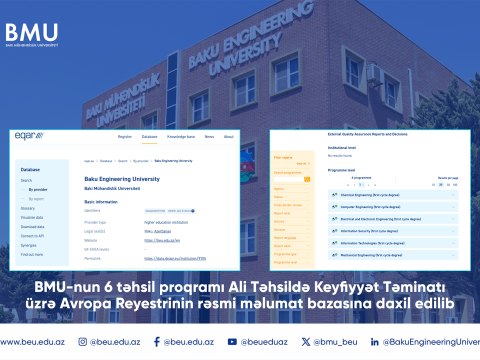 BMU-nun 6 ixtisası Avropa Reyestrinə daxil edilib
