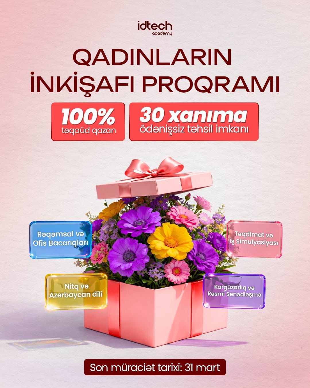 Qadınlar üçün TƏQAÜDLÜ inkişaf proqramına müraciətlər açıq elan olunur.