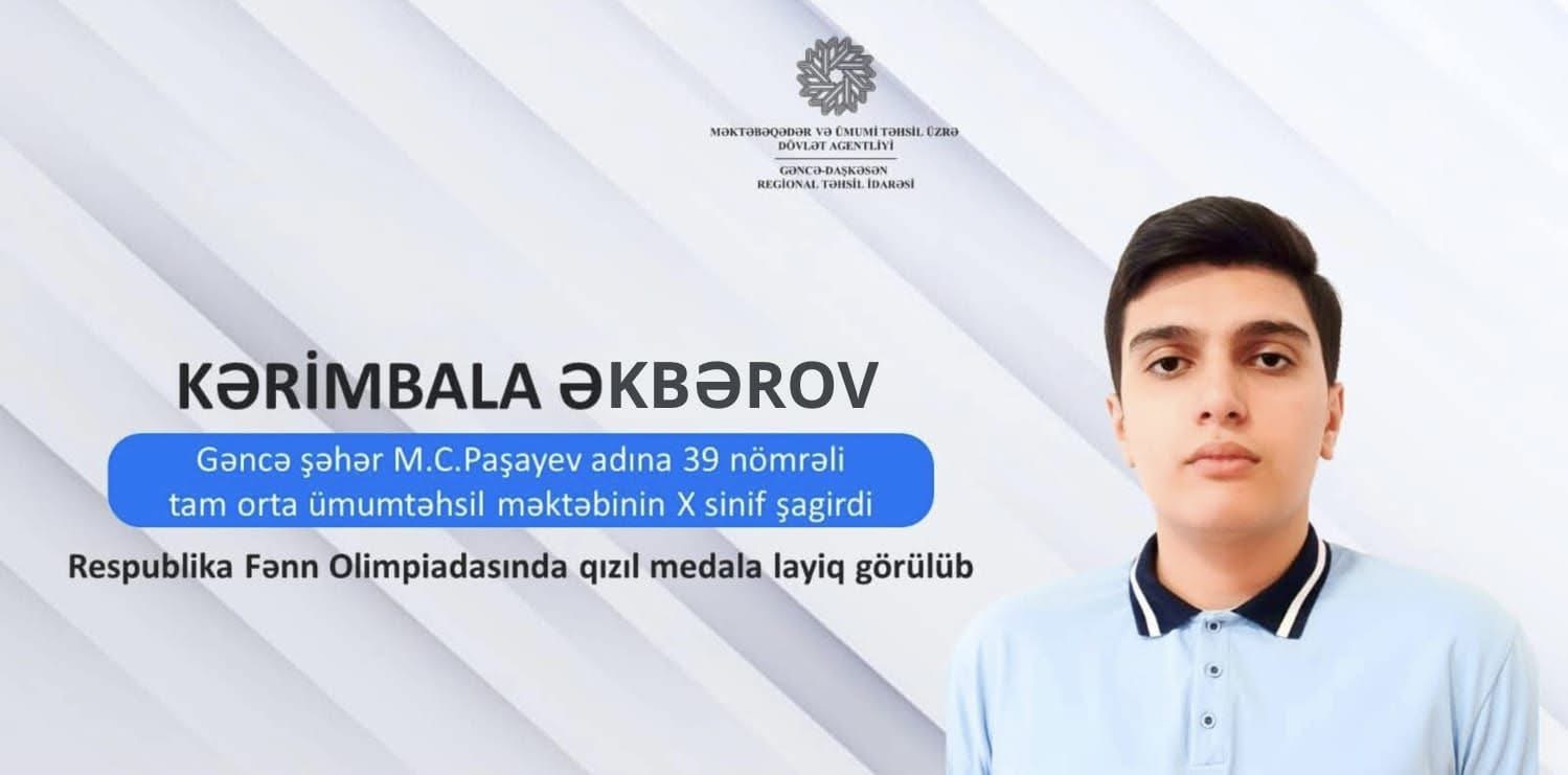 10-cu sinif şagirdi RFO-dan qızıl medal qazanıb